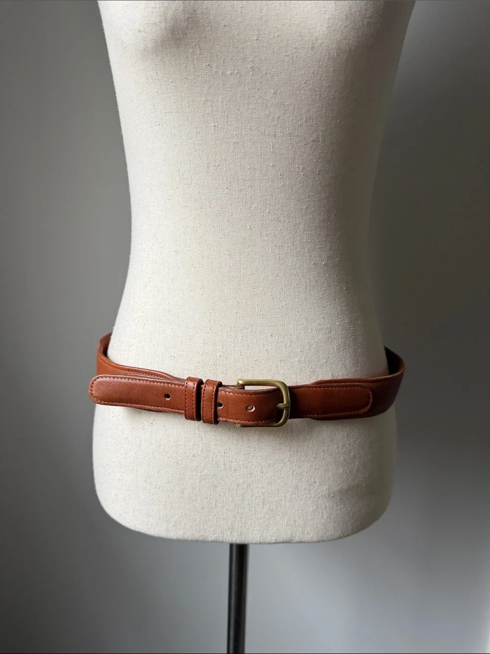 Coach Leather Waist Belt in Cognac with Brass Buckle Classic Brown Cowhide 1”